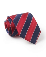 Red Navy Regimental Stripe Silk Tie