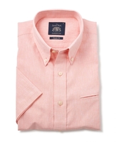 Salmon Linen-Blend Classic Fit Short Sleeve Shirt S