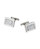 Silver White Marble Effect Rhodium-Plated Rectangular Cufflinks