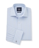Sky Blue Reverse Stripe Slim Fit Shirt - Double Cuff 18" Standard