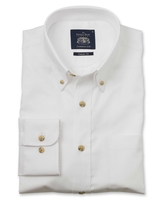 White Classic Fit Oxford Shirt - Single Cuff L Lengthen by 2"