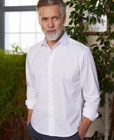 White Twill Slim Fit Shirt in Shorter Length M Standard