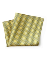 Yellow Navy Chain Link Print Silk Pocket Square