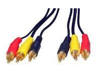 3x RCA Plugs (Left,  Right + Video) - 3x RCA Plugs (Left,  Right + Video) Gold - 3m