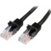 StarTech.com 0.5m Black Cat5e Patch Cable with Snagless RJ45 Connectors - Short Ethernet Cable - 0.5 m Cat 5e UTP Cable - First End: 1 x RJ-45 Male Network - Second