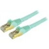 StarTech.com 1ft Aqua Cat6a Shielded Patch Cable - Cat6a Ethernet Cable - 1 ft Cat 6a STP Cable - Short Ethernet Cord - First End: 1 x RJ-45 Male Network - Second En