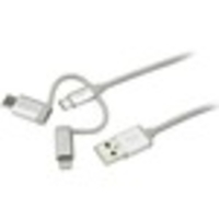 StarTech.com 1m USB Multi Charging Cable - Braided - Apple MFi Certified - USB 2.0 - Charge 1x device at a time - For USB-C or Lightning devices attach the correspon