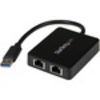 StarTech.com USB 3.0 to Dual Port Gigabit Ethernet Adapter NIC w/ USB Port - 2 x RJ-45 - Twisted Pair