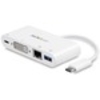 StarTech.com USB C Multiport Adapter - with Power Delivery (USB PD) - USB C to USB 3.0 / DVI / Gigabit Ethernet - USB-C Hub - Charge a laptop through USB Type C and