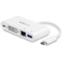 StarTech.com USB C Multiport Adapter - with Power Delivery (USB PD) - USB C to USB 3.0 / DVI / Gigabit Ethernet - USB-C Hub - Charge a laptop through USB Type C and