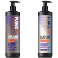 Fudge Professional Clean Blonde Damage Rewind Violet-Toning Shampoo and Conditioner Bundle 1L (Worth £60.00)